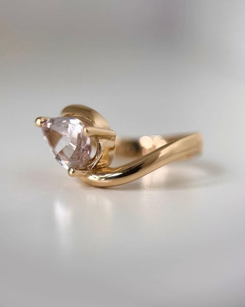 Gold Plated Silver Pink Zircon Pear Ring